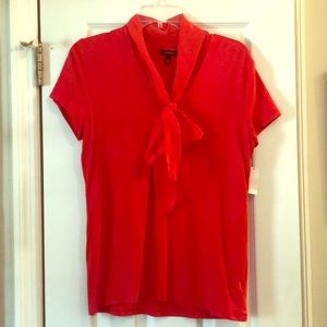 Talbot’s Red Shirt with chiffon red scarf attached